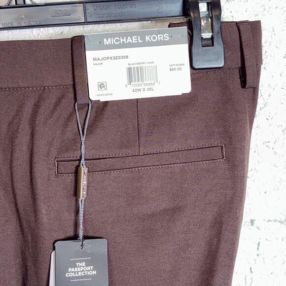 Michael Kors Men's Classic Fit Perform Fall Dress Pants blackberry 42X30 $95 - Picture 5 of 11